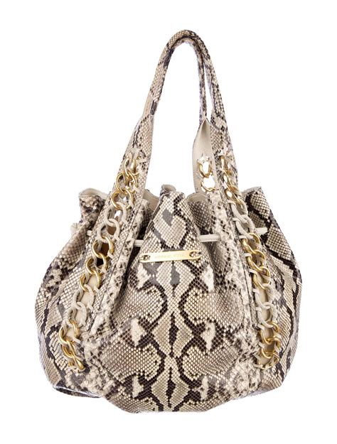 small michael kors snakeskin and tan purse|Michael Kors snakeskin shoulder bag.